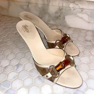 靴 Vintage Gucci Bamboo Horsebit Sandals 38 Vintage Gucci Bamboo Horsebit Mules #vintagegucci